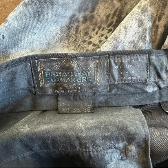 VINTAGE 80s Tuxedo Makers Reworked Upcycled Painted Raw Hem Business Pants F - Picture 4 of 5
